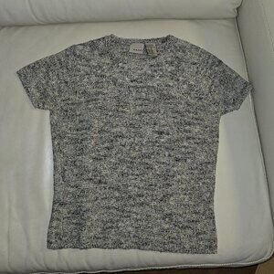 Easel cropped short sleeve sweater, grey, size S